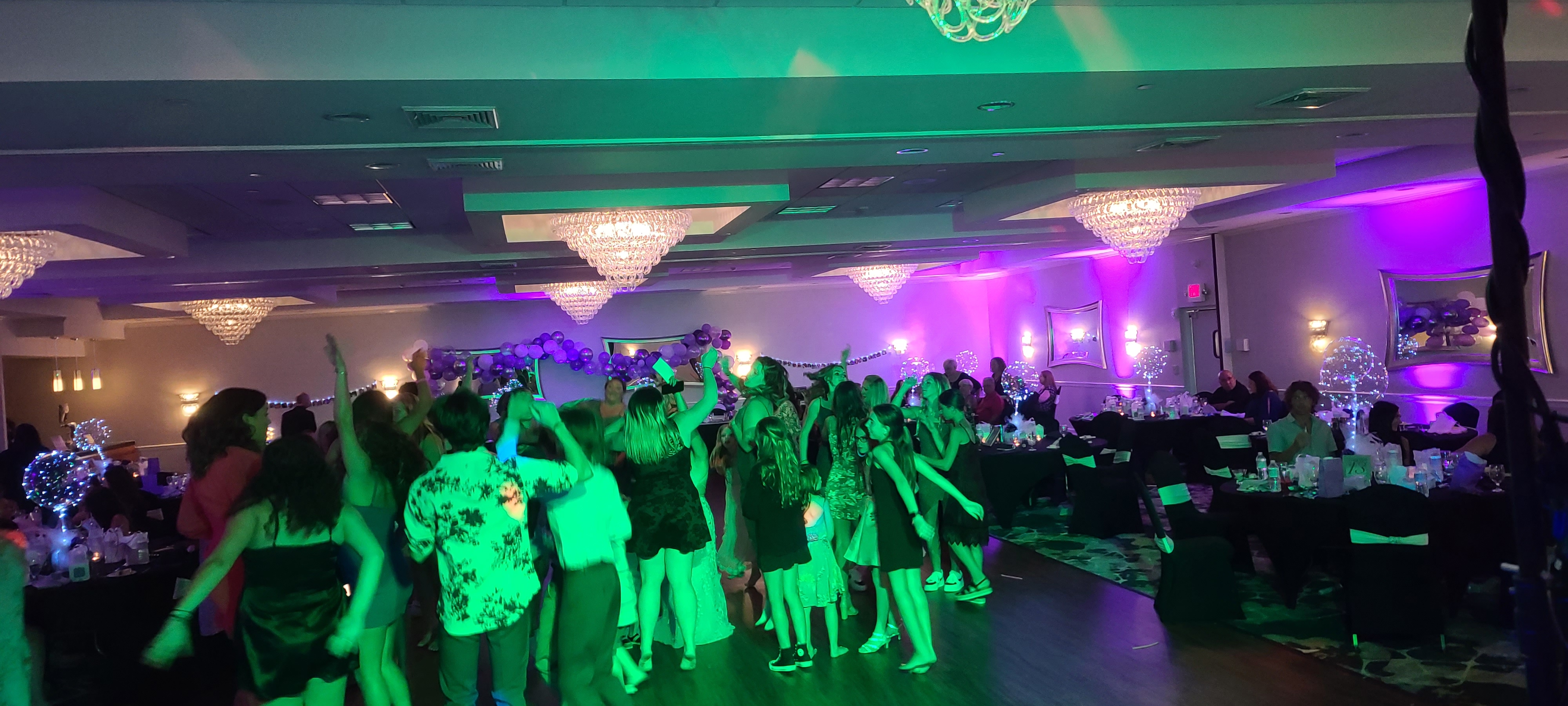 Wide ballroom crowd shot under event lighting