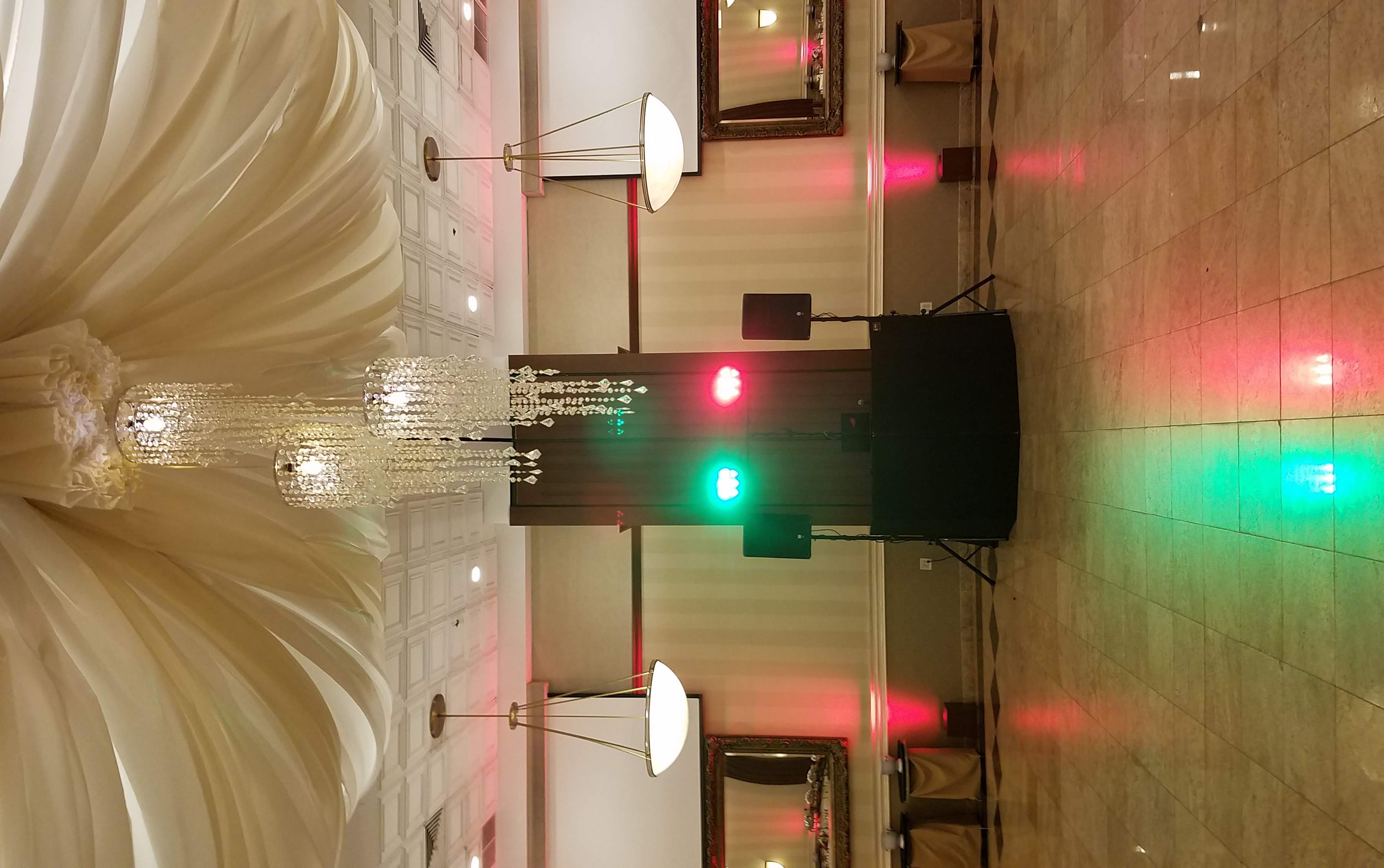 Draped ballroom ceiling with uplighting detail